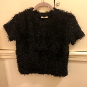 Zara fuzzy black cropped sweater top